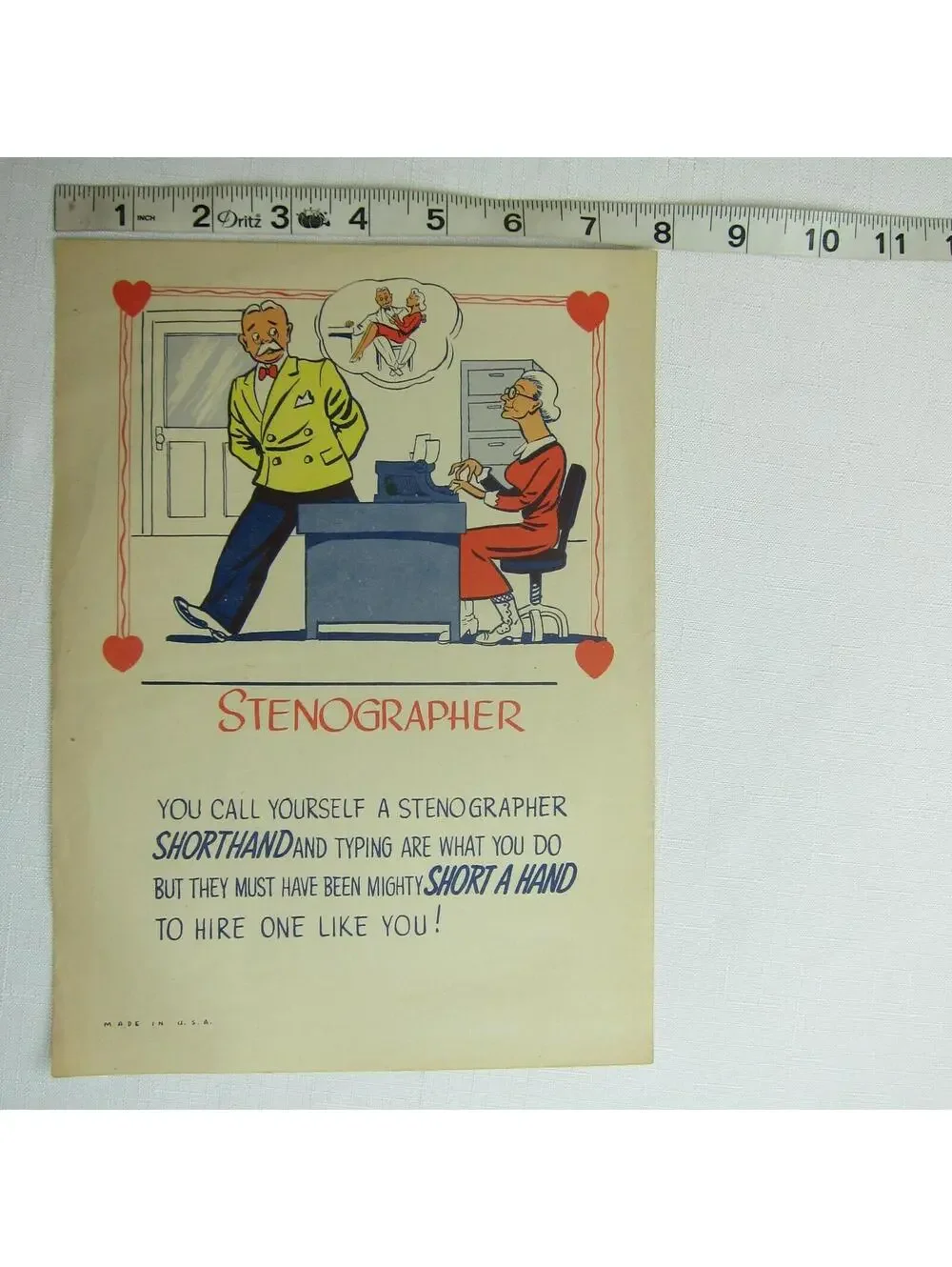 Vintage Vinegar Valentine Stenographer Penny Dreadful Sarcasm Insult Ephemera